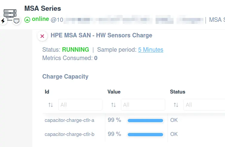 HPE MSA SAN HW sensors change